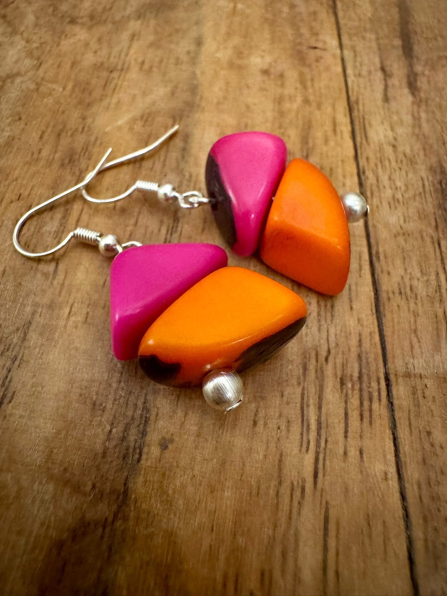 Vibrant Tagua Seed Earrings