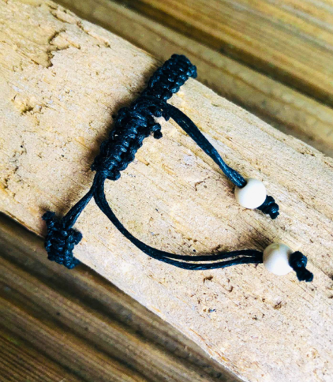 Black Braided Cowrie Surf Bracelet