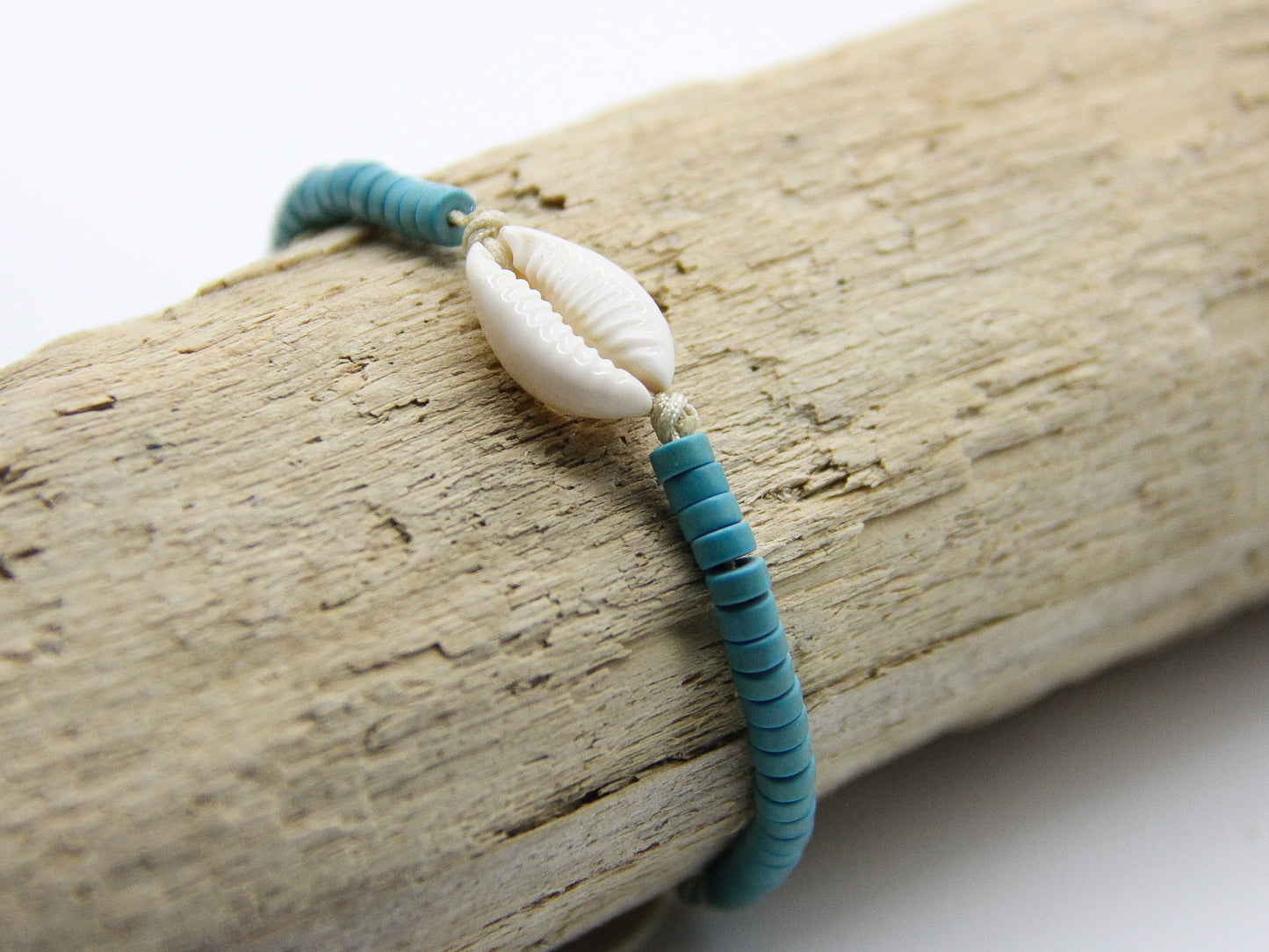 Beachy Bracelet | Blue Beads | Cowrie Shell | Eco-Friendly | Ben's Beach