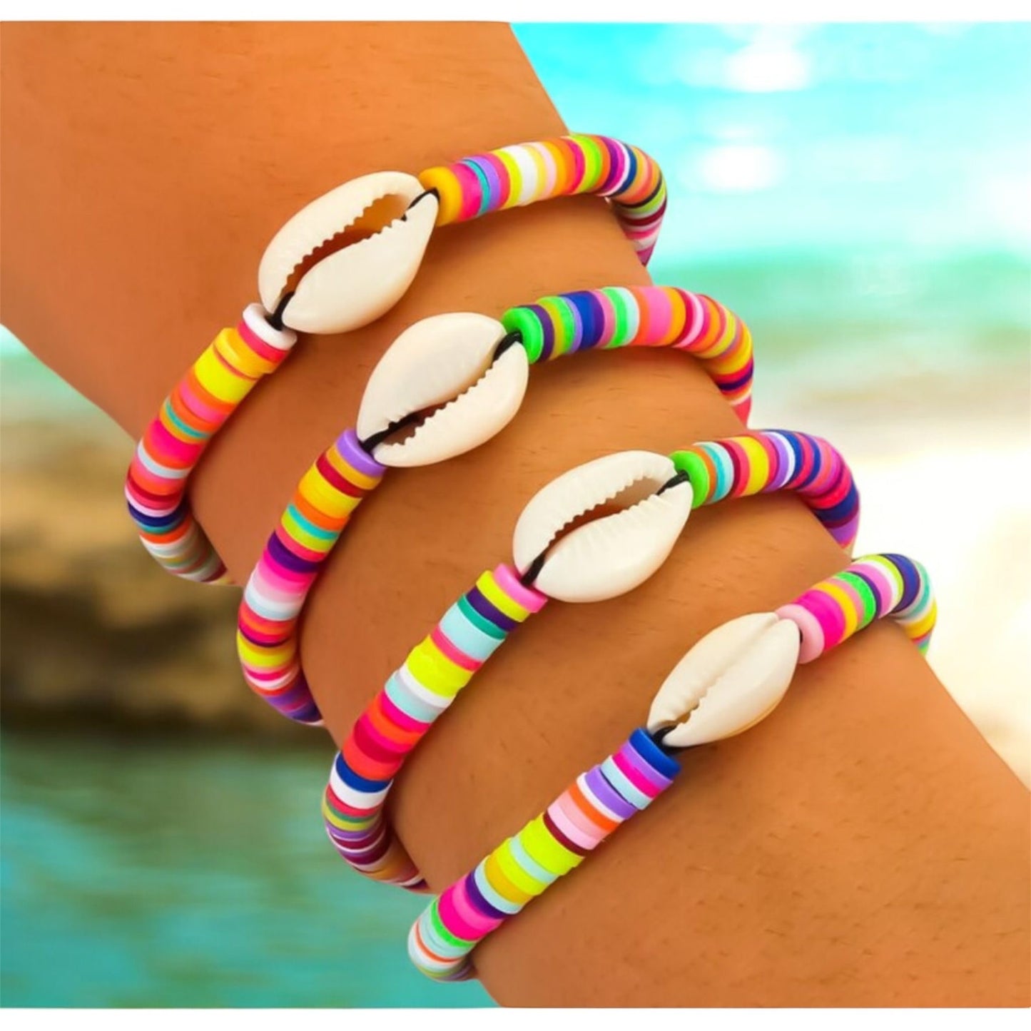 Braided Sea Bracelet / Anklet - Rainbow Colours