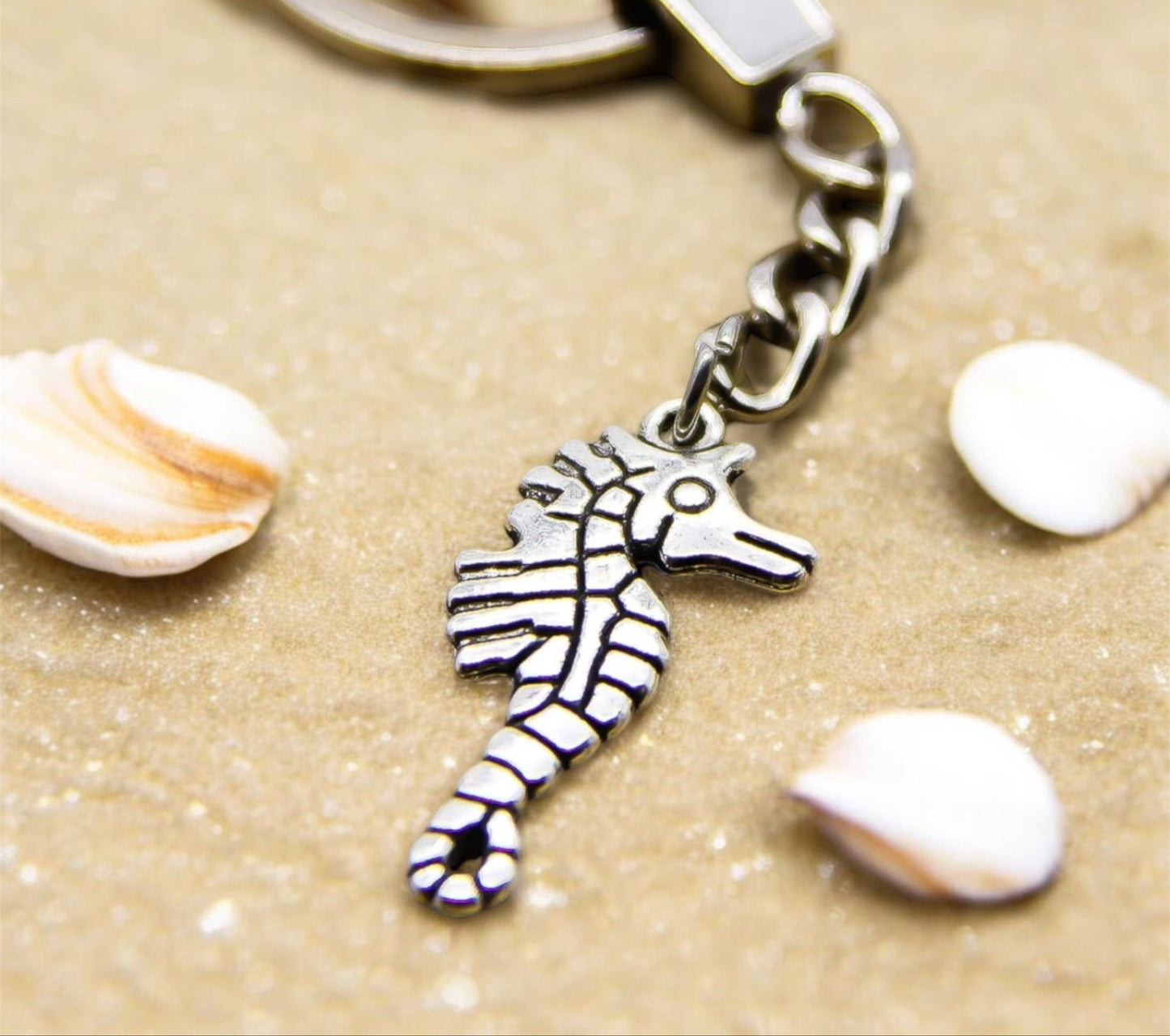 Silver Seahorse Keyring