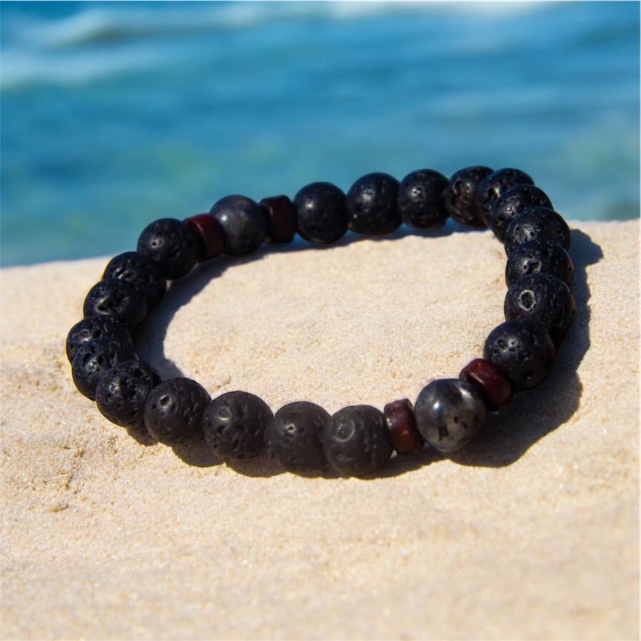 Lava Stone Tibetan Bracelet