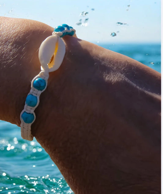 Blue Braided Cowrie Surf Bracelet