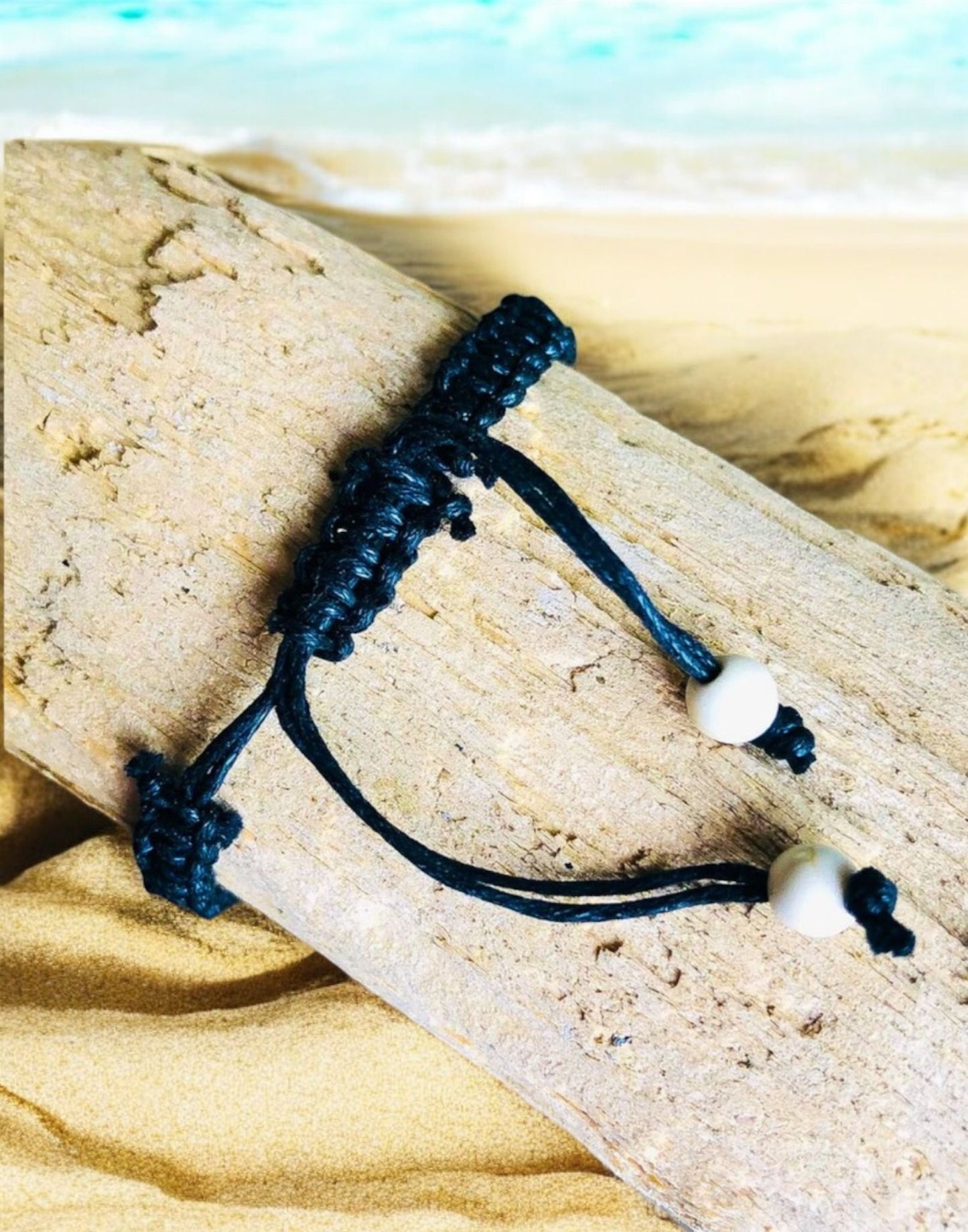 Black Braided Cowrie Surf Bracelet