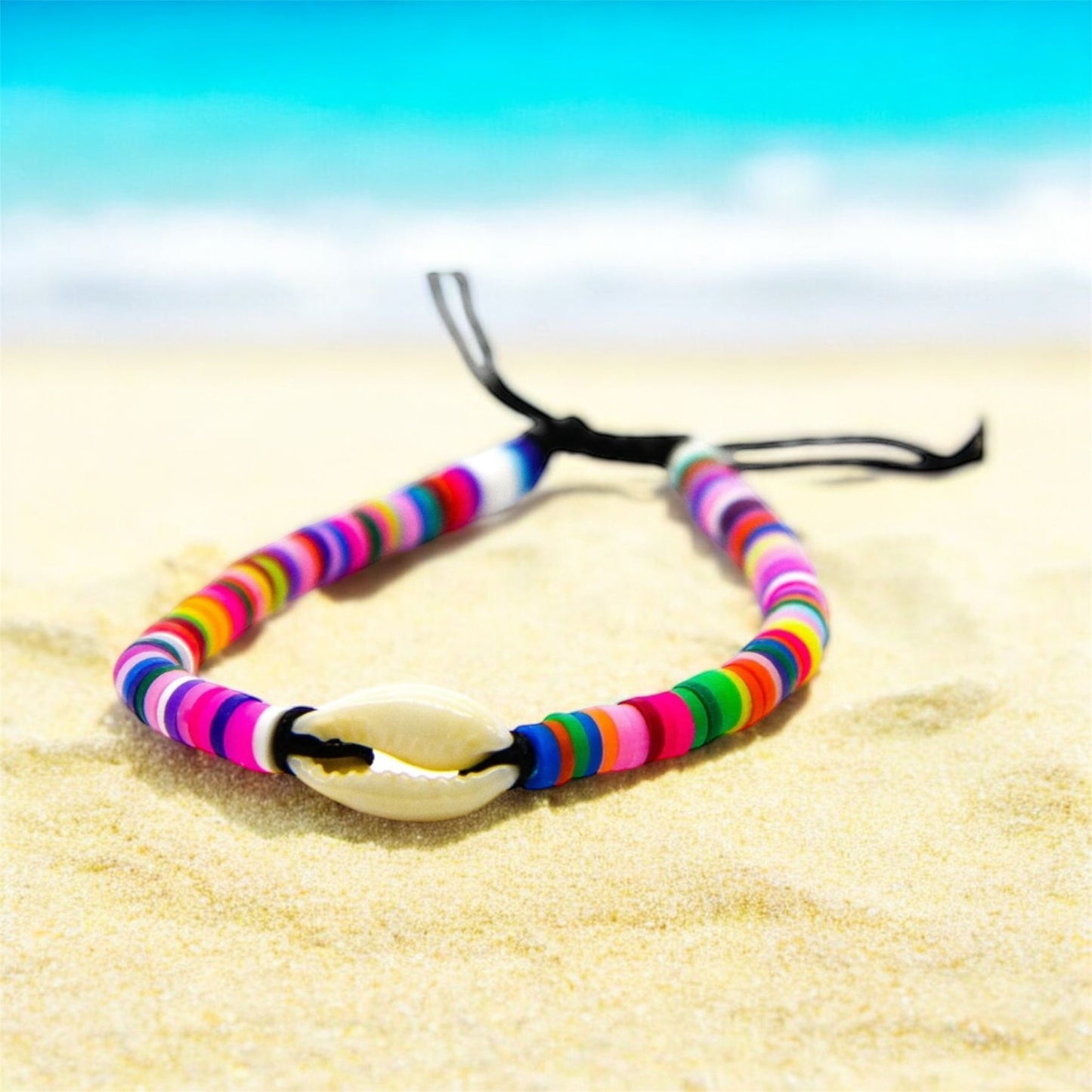 Braided Sea Bracelet / Anklet - Rainbow Colours