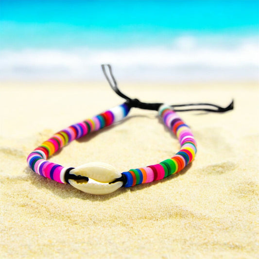 Braided Sea Bracelet / Anklet - Rainbow Colours