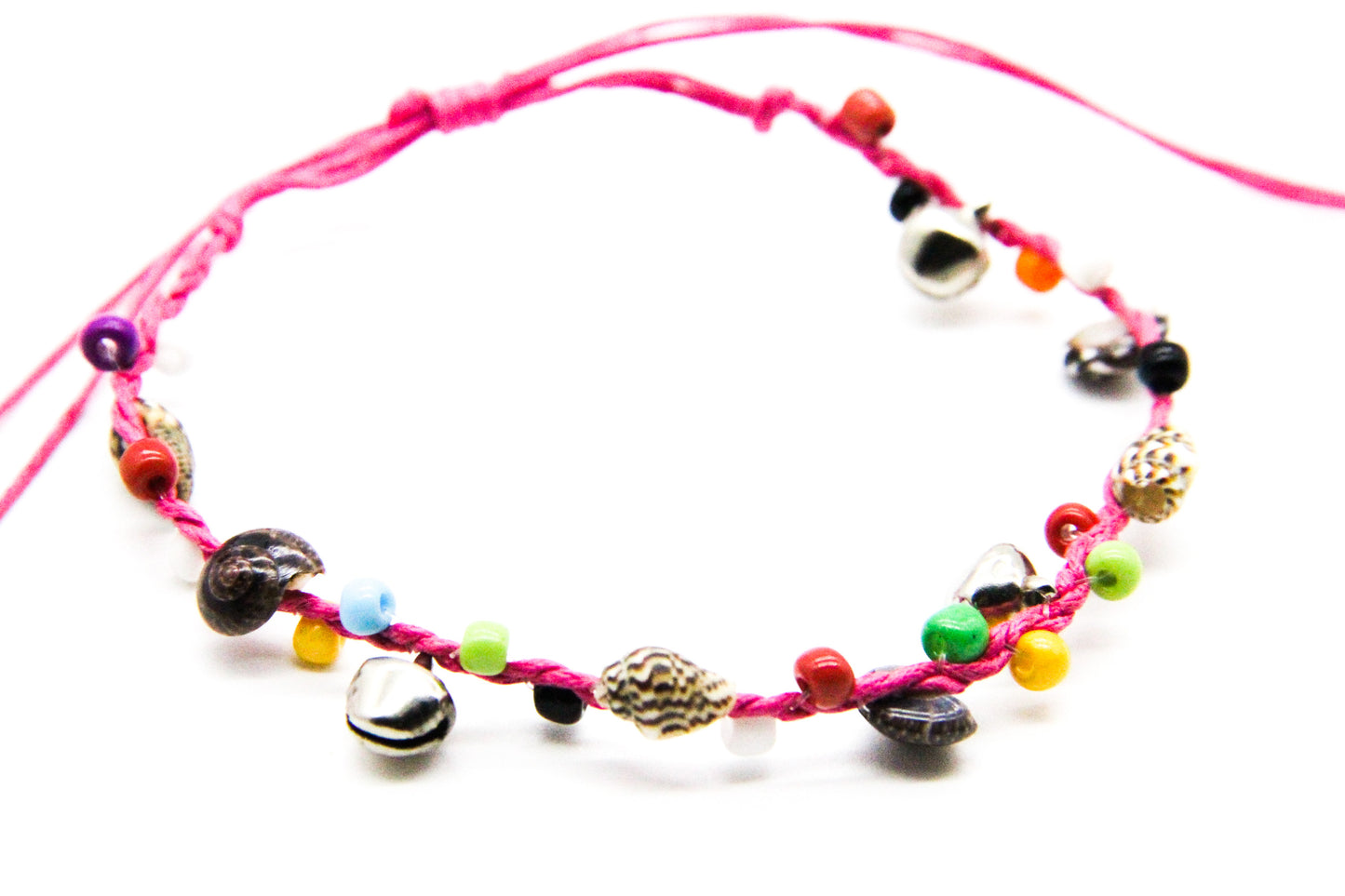 Bali Beach Charm Anklet with Beads, Bells and Shells