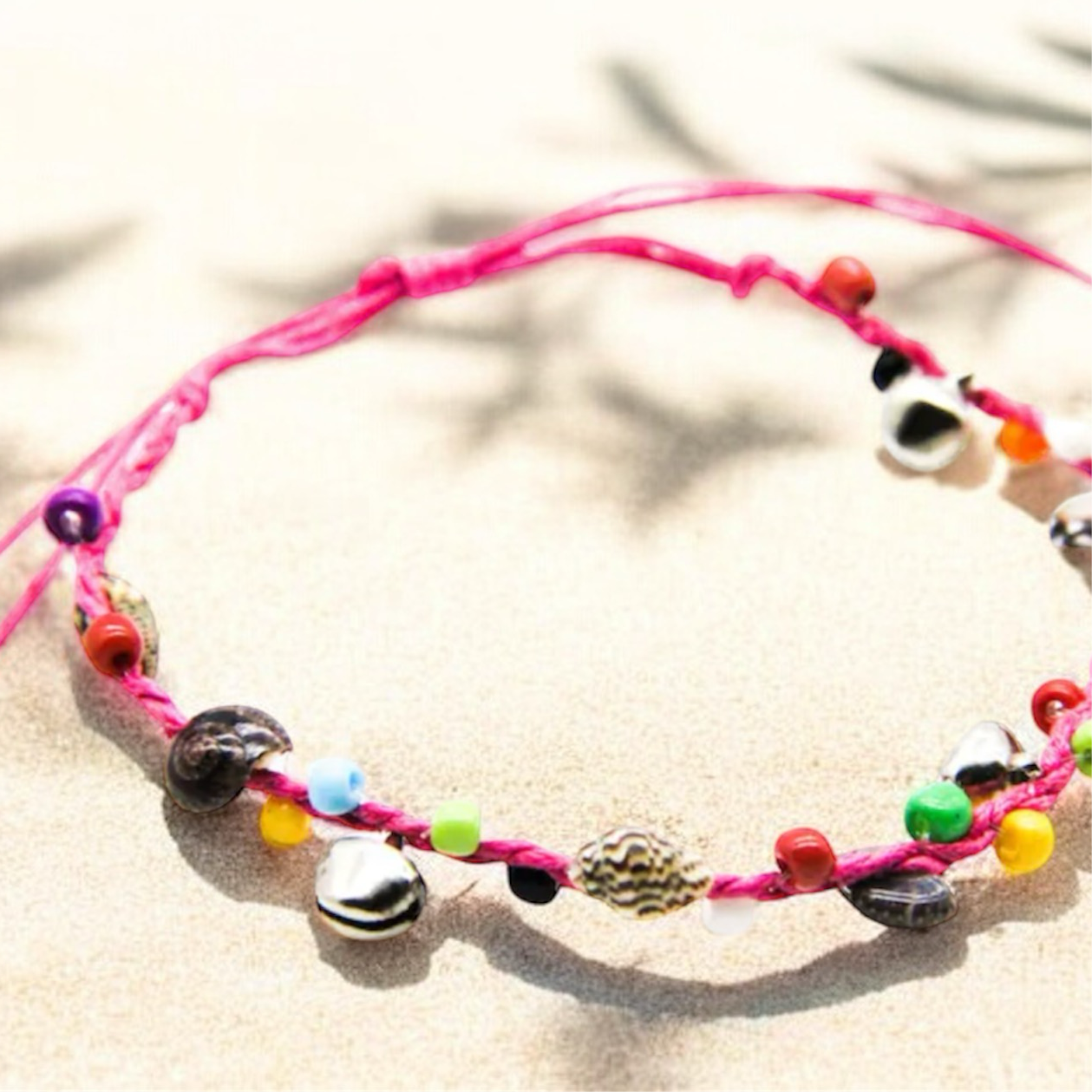 Bali Beach Charm Anklet with Beads, Bells and Shells