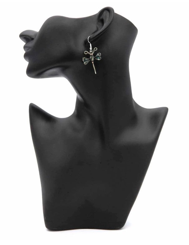 Libelula - Silver Dragonfly Drop Earrings