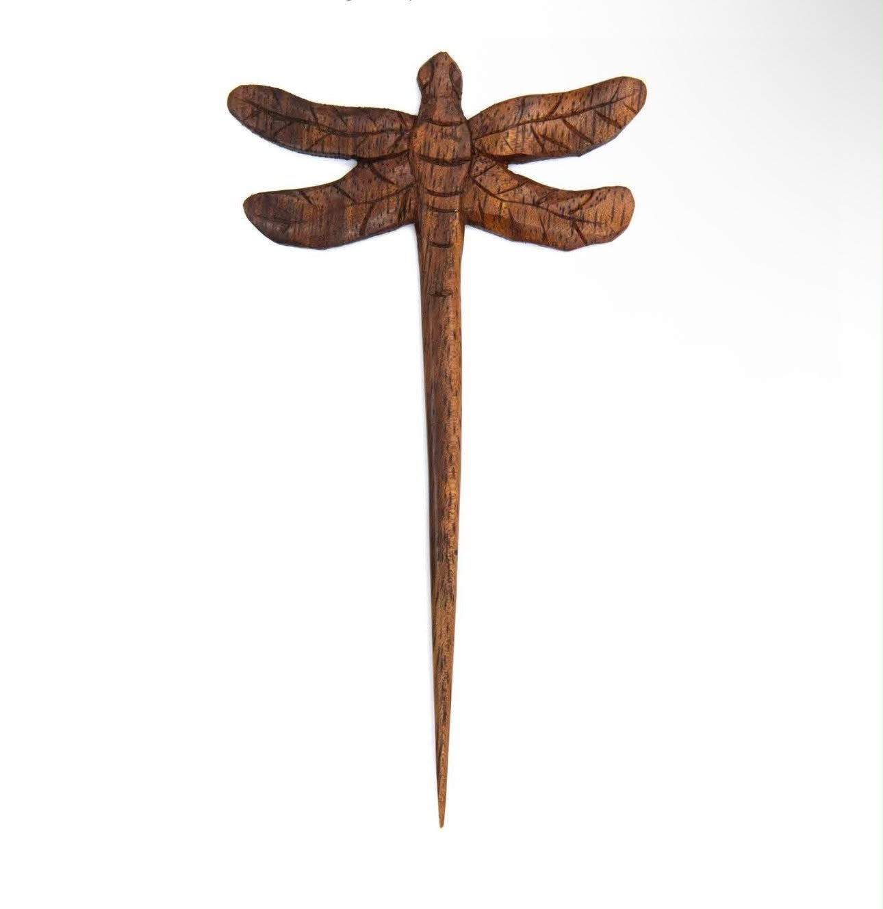Carved Wooden Hairpin in the shape of a dragonfly