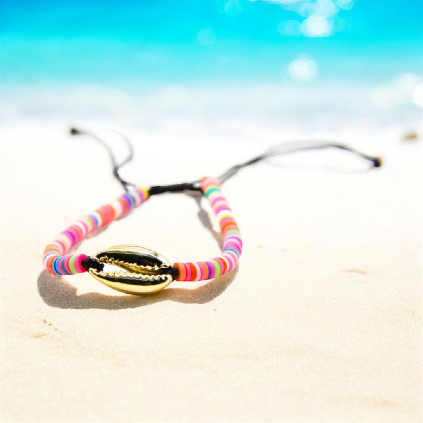 Braided Sea Bracelet / Anklet - Rainbow Colours