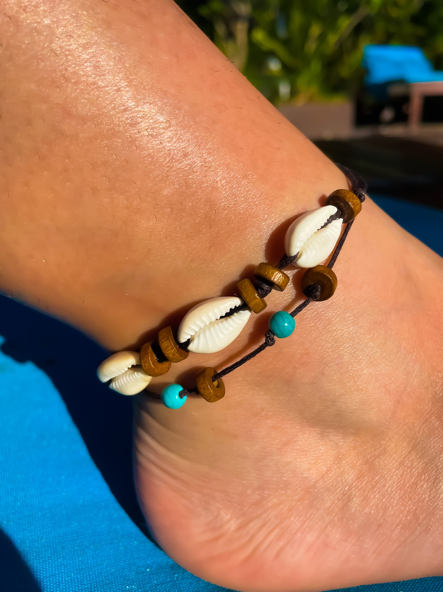 beach anklet with shells and beads
