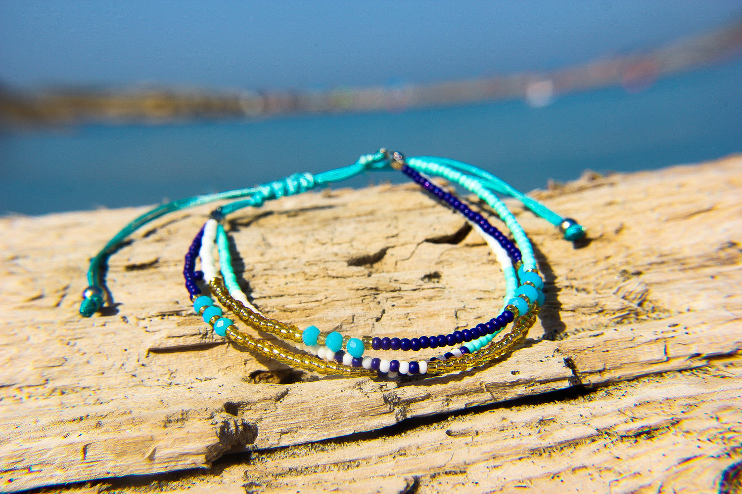 Turquoise seed bead anklet | Ben's Beach