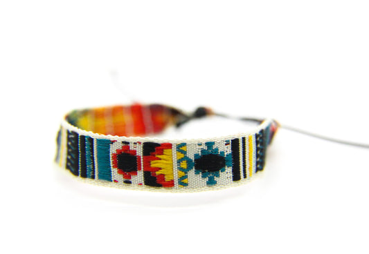 cotton friendship bracelet with Aztec design