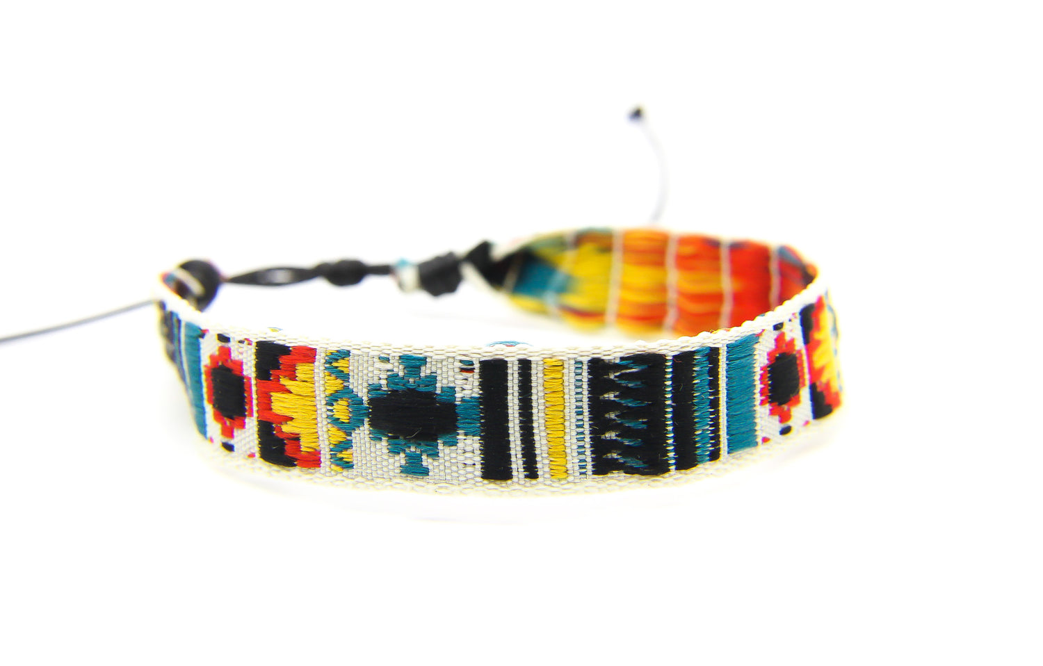 cotton bracelet with stitched geometric pattern