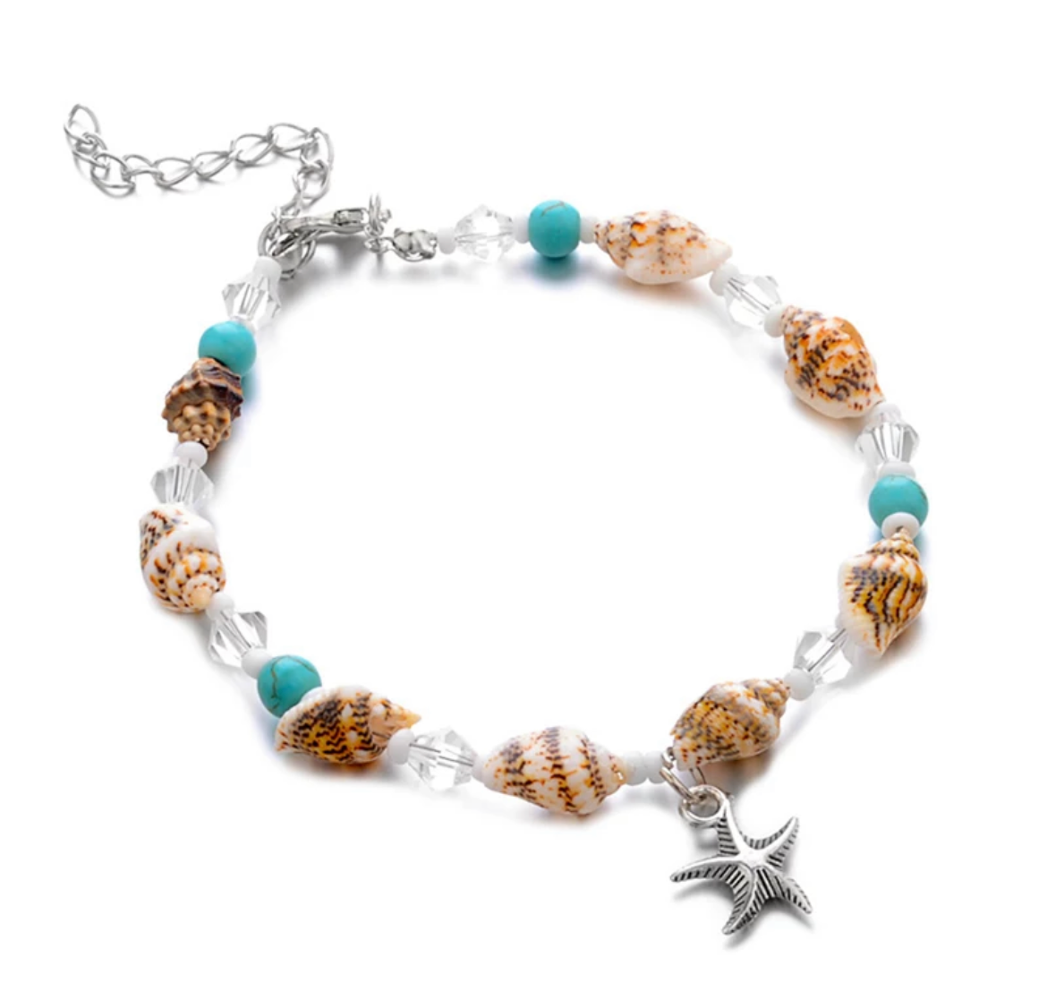 Beach Jewellery Anklet with Shells and Starfish 