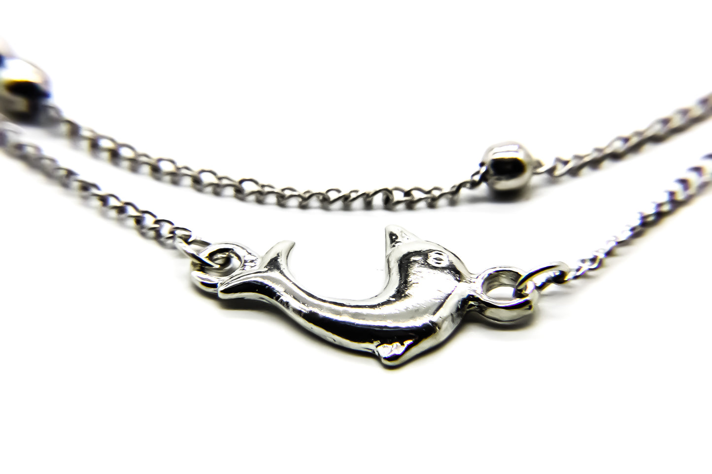 Double-layer Anklet with Dolphin Pendant