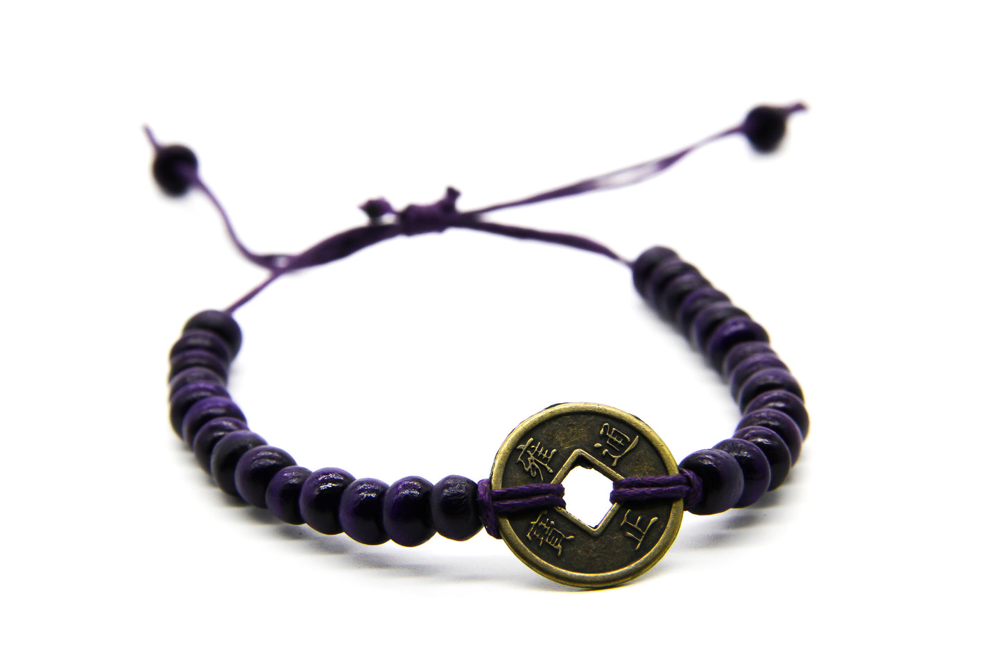 Navy Blue Wooden Bead Bracelet | Coin Pendant | Fair Trade Jewellery | Ben's Beach UK 