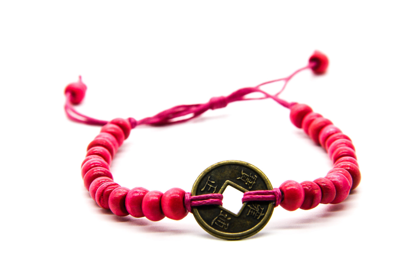 Pink Beaded Beach Bracelet | Fair Trade Jewellery | Coin Pendant | Ben's Beach UK 