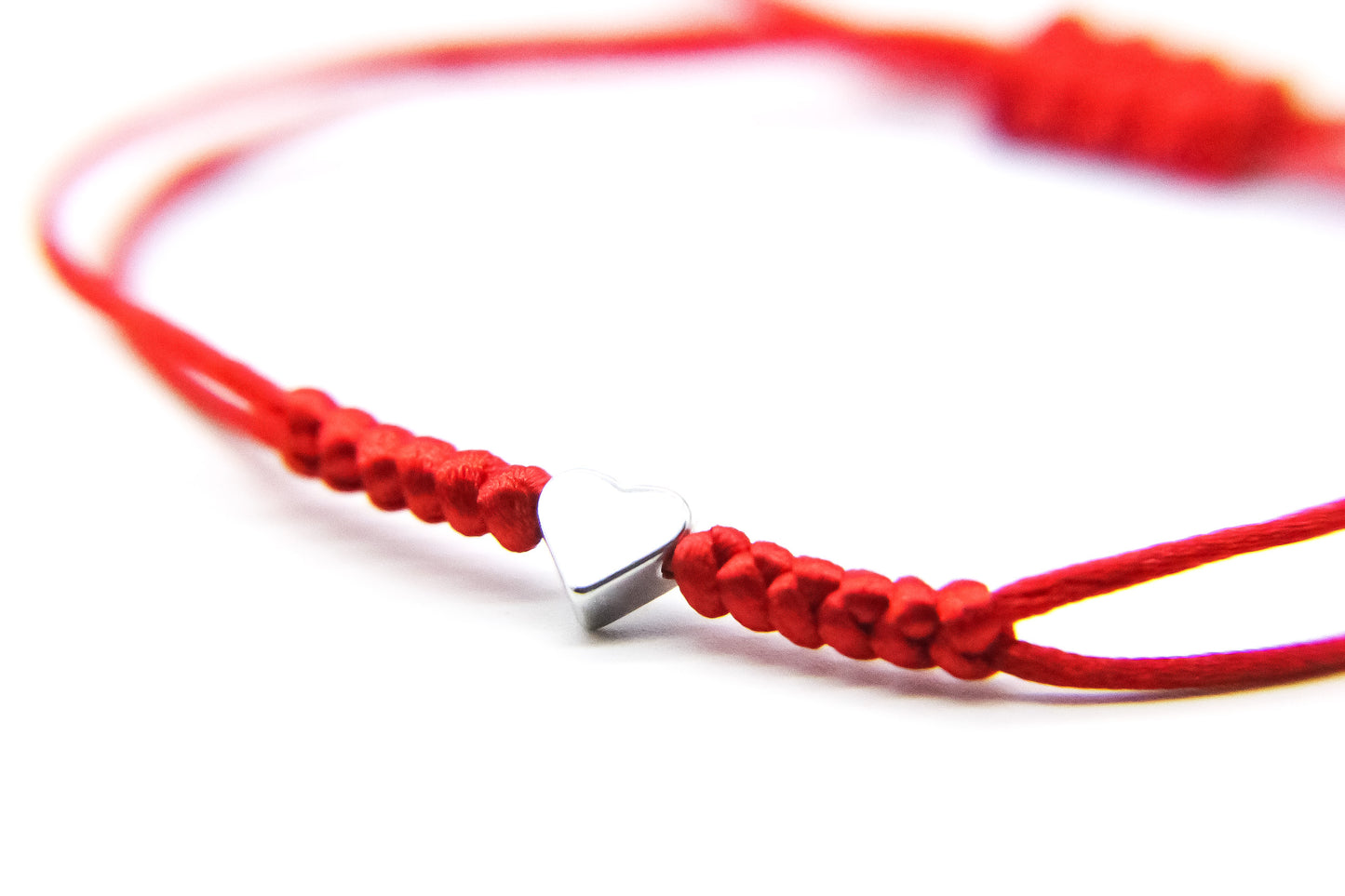 Red Bracelet with Silver Heart Pendant