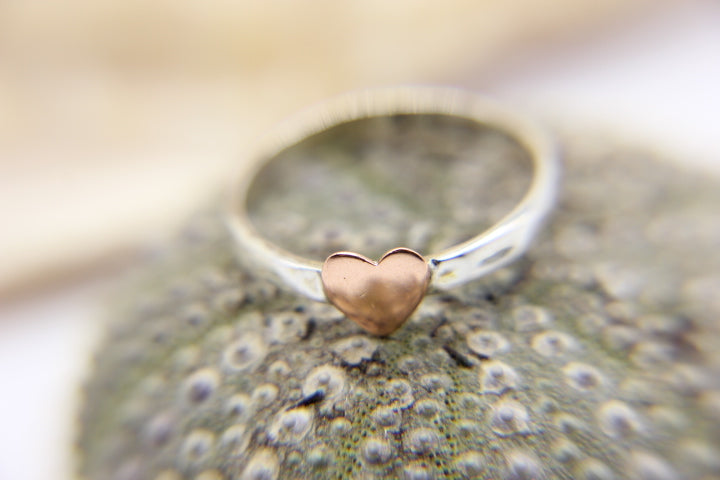 925 sterling silver stacking ring with copper heart | Ben's Beach Jewellery