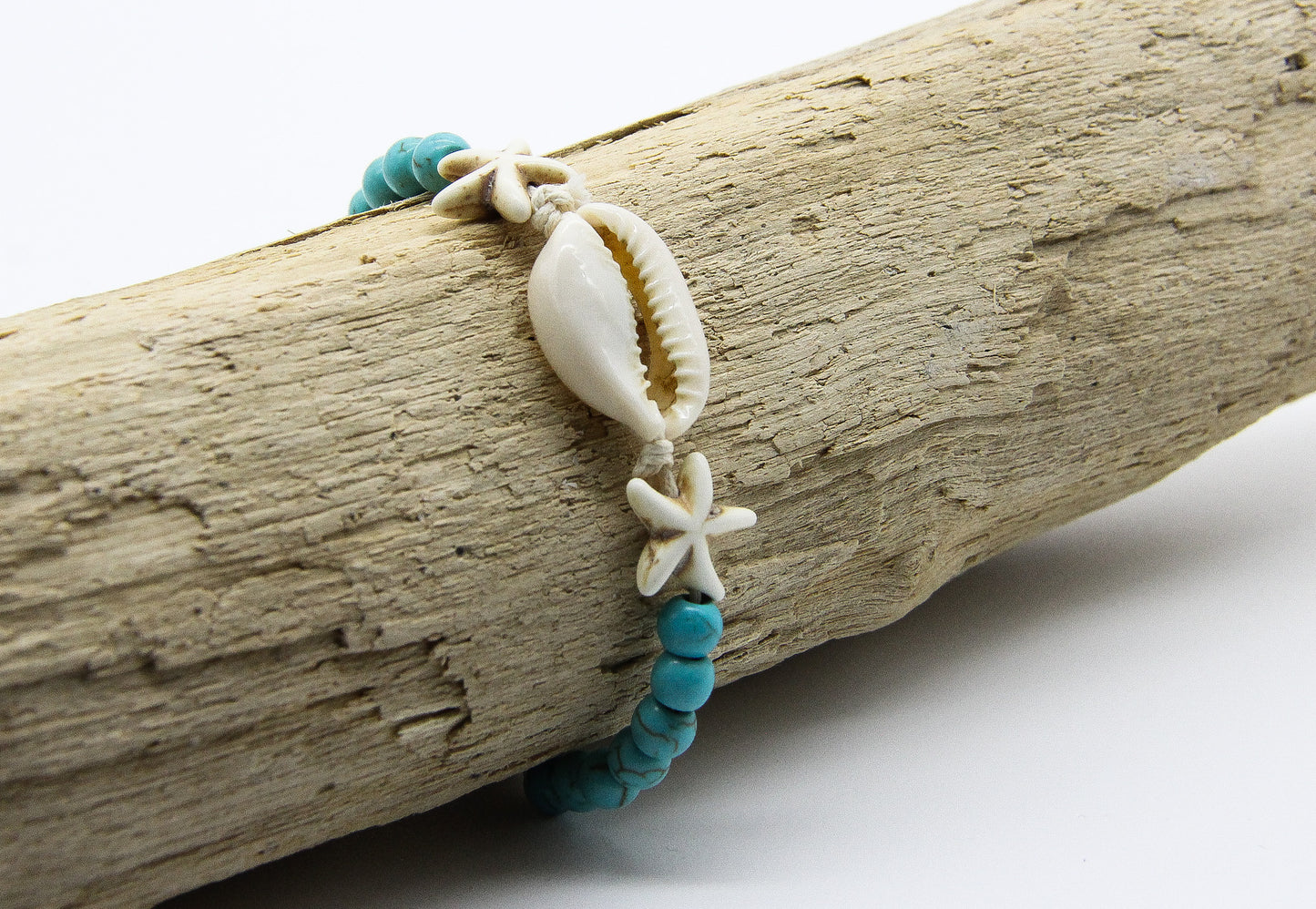 Cowrie Shell Bracelet | Starfish Pendants | Turquoise Beads | Ben's Beach