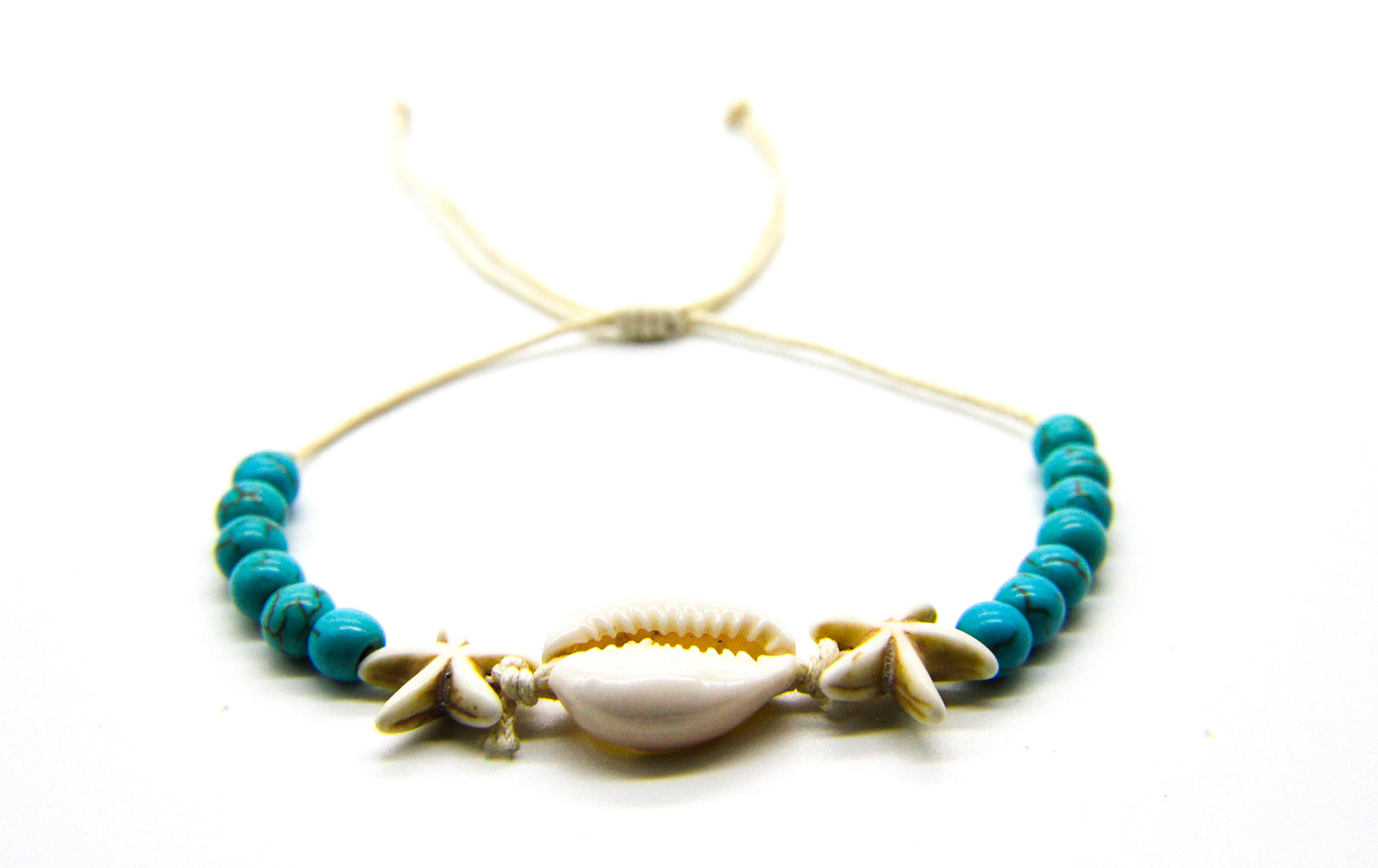 Beach Bracelet | Turquoise Beads | Starfish Pendant | Cowrie Shell | Ben's Beach 
