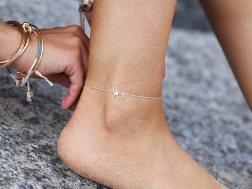 Sterling Silver Plated Anklet | Starfish | Beach Jewellery | Ben's Beach