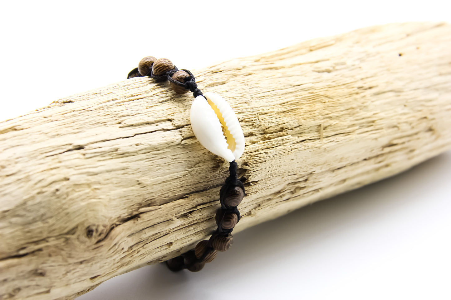 Mirissa - Braided Beach Bracelet with Solid Wood Beads